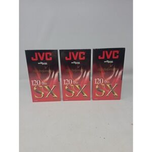 Lot of 3 JVC T-120 SX Blank High Performance VHS Tapes - New & Sealed